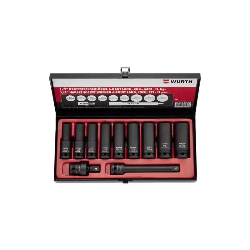 1/2″ 11-Piece Long Impact Socket Set