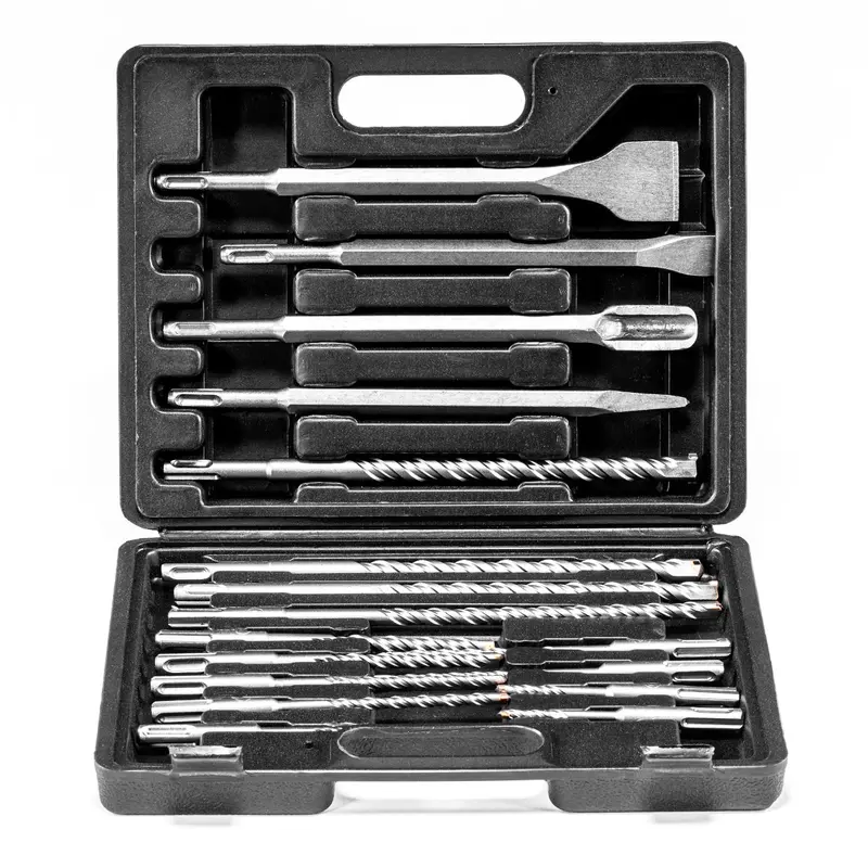 17-Piece SDS-Plus Rotary Hammer Bit Set – Carbide-Tipped Drill and Chisel Tools
