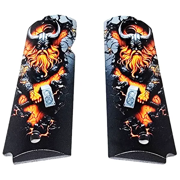 1911 Full-Size ABS Grips Featuring UV-HD Viking War Hammer Design