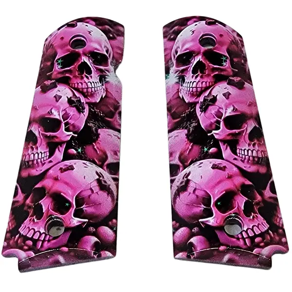 1911 Full-Size ABS Grips Showcasing UV-HD Pink Skull Pattern