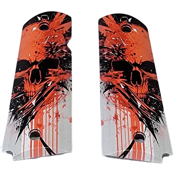 1911 Full-Size ABS Grips with UV-HD Red Skull on White Background