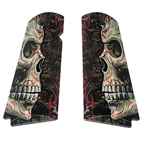 1911 Full-Size ABS Grips with UV-HD Skull Side Profile Art