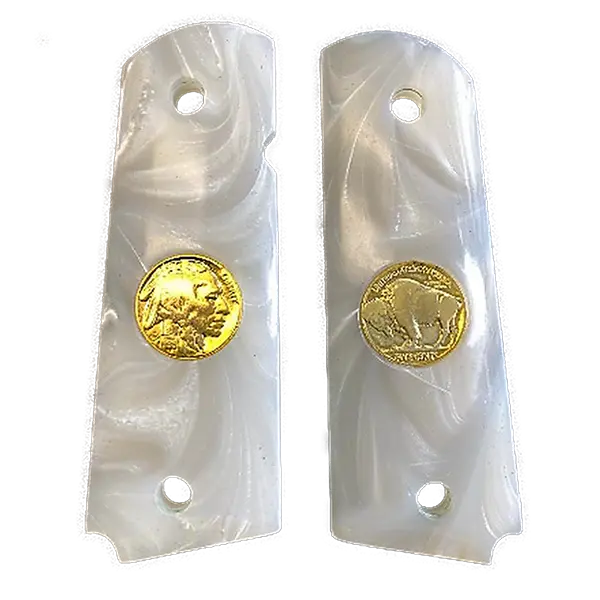 1911 Full-Size Acrylic Faux Pearl Grips with 24K Gold-Plated Buffalo Nickel Inlay