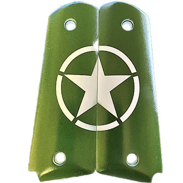 1911 Full-Size Acrylic Grips with UV-HD Green Jeep Star Graphic