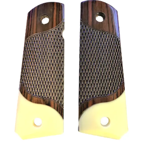 1911 Full-Size Checkered Rosewood Grips with Acrylic Ivory Accents