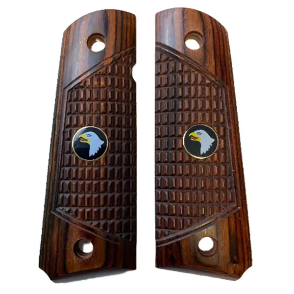 1911 Full-Size Combat Rosewood Grips — Screaming Eagle Medallion Inlays