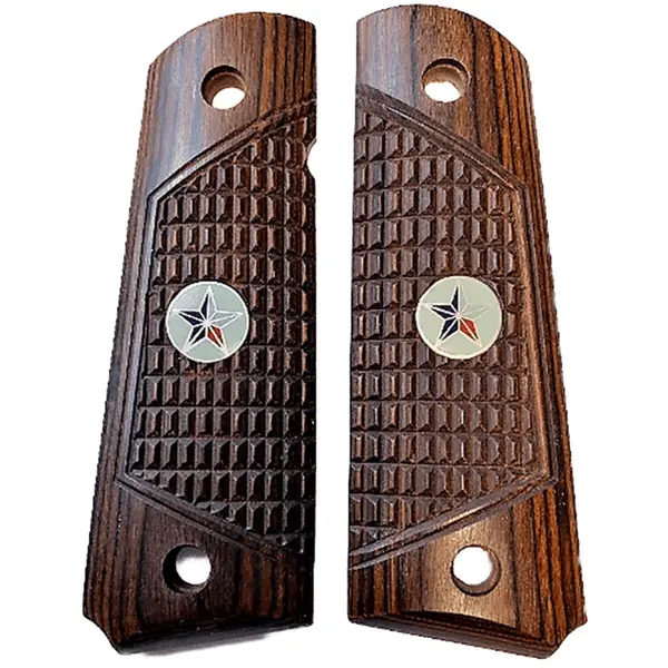 1911 Full-Size Combat Rosewood Grips — Texas Star Inlay Design