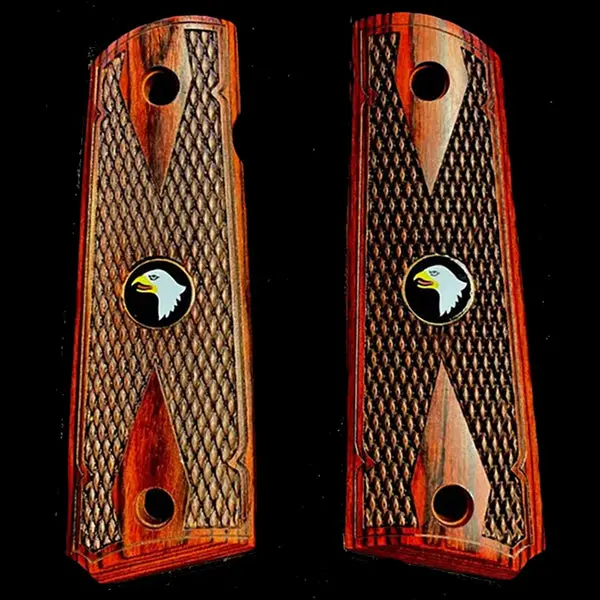 1911 Full-Size Double-Diamond Rosewood Grips – Screaming Eagle Medallion Edition