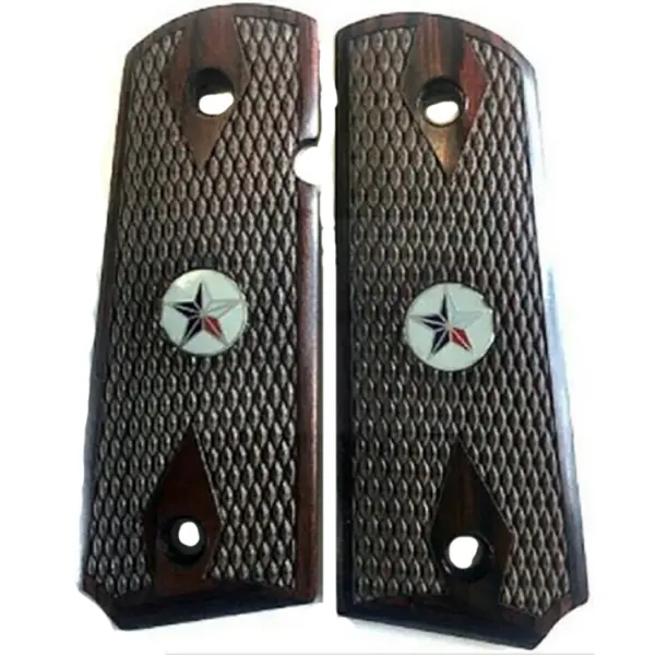 1911 Full-Size Double-Diamond Rosewood Grips – Texas-Themed Medallion Inlays