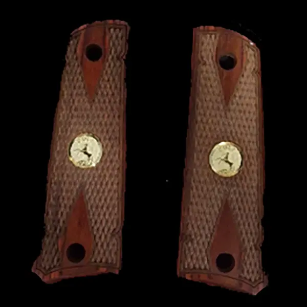 1911 Full-Size Double Diamond Rosewood Grips with Authentic Colt Gold Medallion