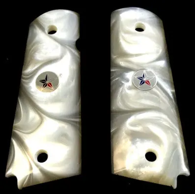 1911 Full-Size Faux Pearl Acrylic Grips Featuring Texas Star Medallion