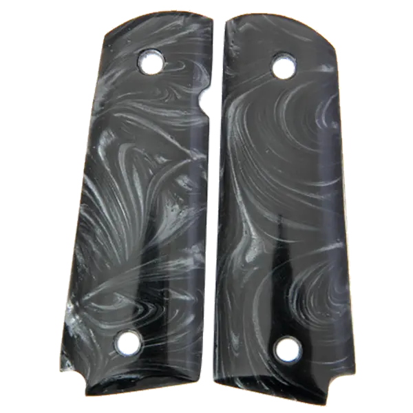 1911 Full-Size Grip Panels – Sleek Faux Black Pearl Acrylic, No Medallion