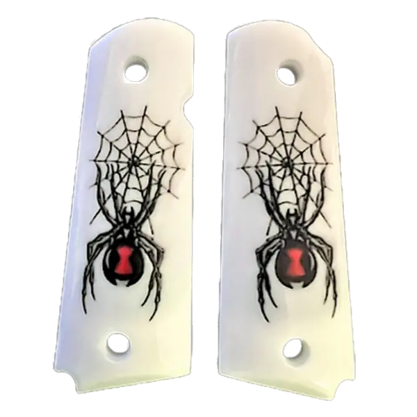 1911 Full-Size UV-Printed Acrylic Grips – Black Widow Themed HD Graphic