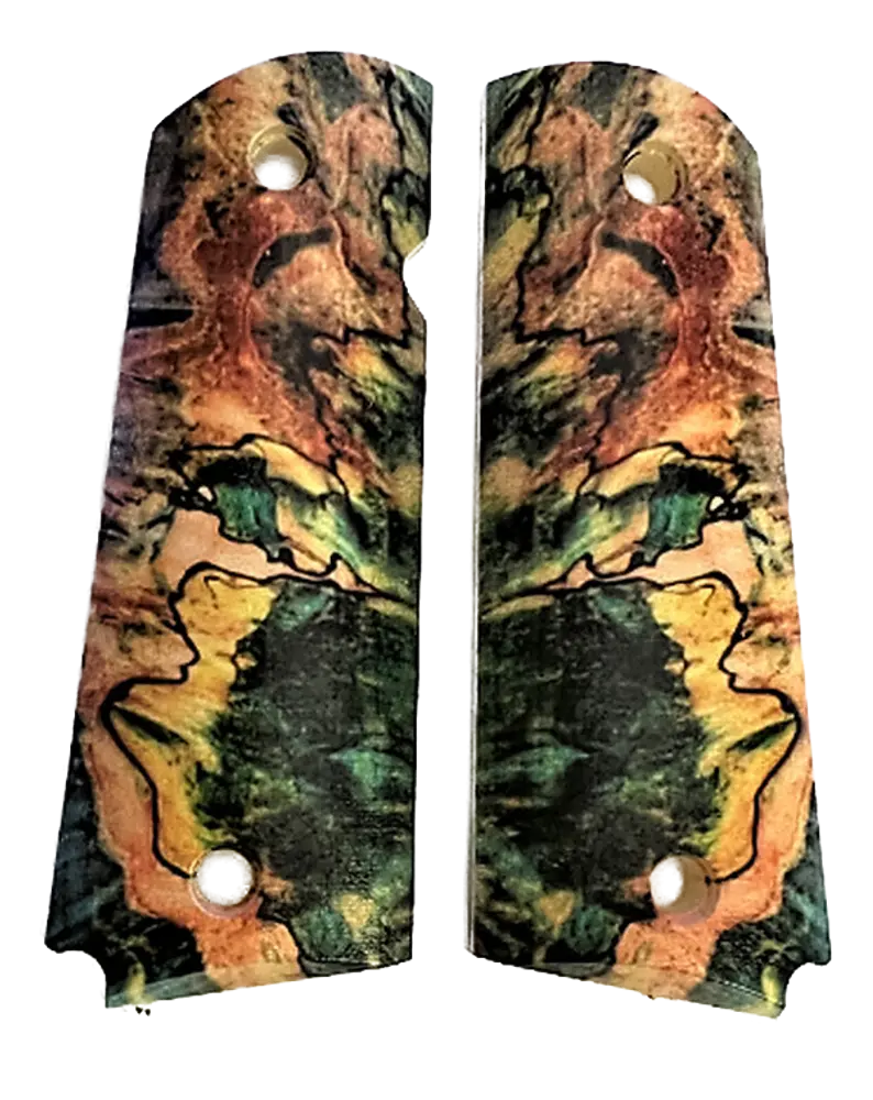 1911 Full-Size UV-Printed Faux Splattered Maple Grips – Distinctive Grain Pattern