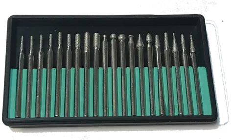 20-Piece Medium-Grit Diamond Burr Set – 1/8-Inch Shank, 100 Grit, PROMAX #25-08095
