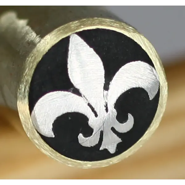 4″ Fleur-de-Lis Mosaic Pin – 8mm Brass Tube, Black Epoxy, Silver-Finished Floral Inlay