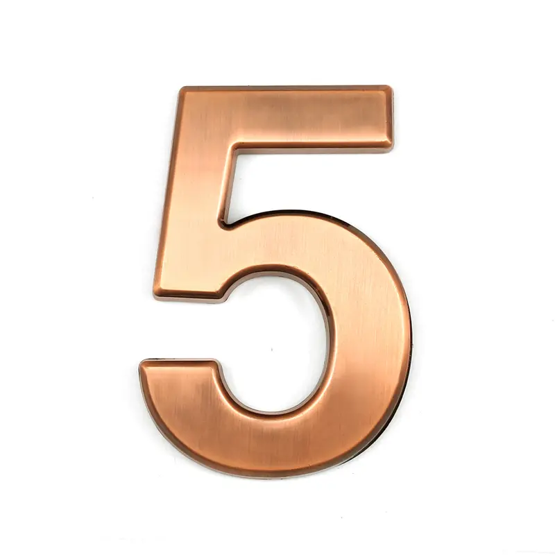 4-Inch Bronze Outdoor House Number ‘5’ — Weather-Resistant ABS Plastic