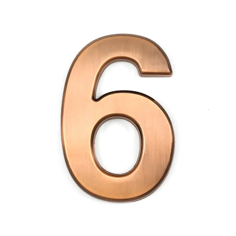 4-Inch Bronze Outdoor House Number ‘6’ — Corrosion-Resistant ABS Housing