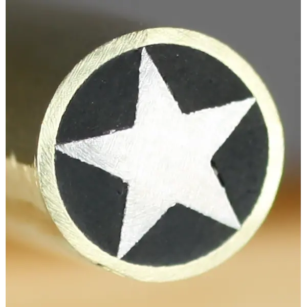 4″ Star-Style Mosaic Pin – 8mm Brass Tube Core, Black Epoxy, Silver Star Inlay