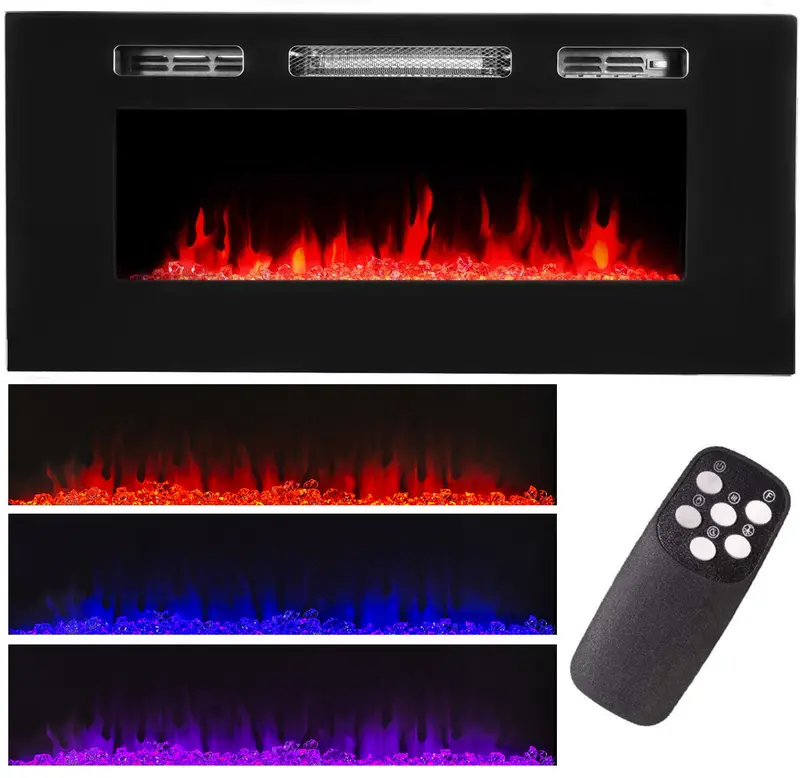 40″ Electric Fireplace Insert – 1500W Recessed or Wall-Mount Heater with Multi-Flame Effect