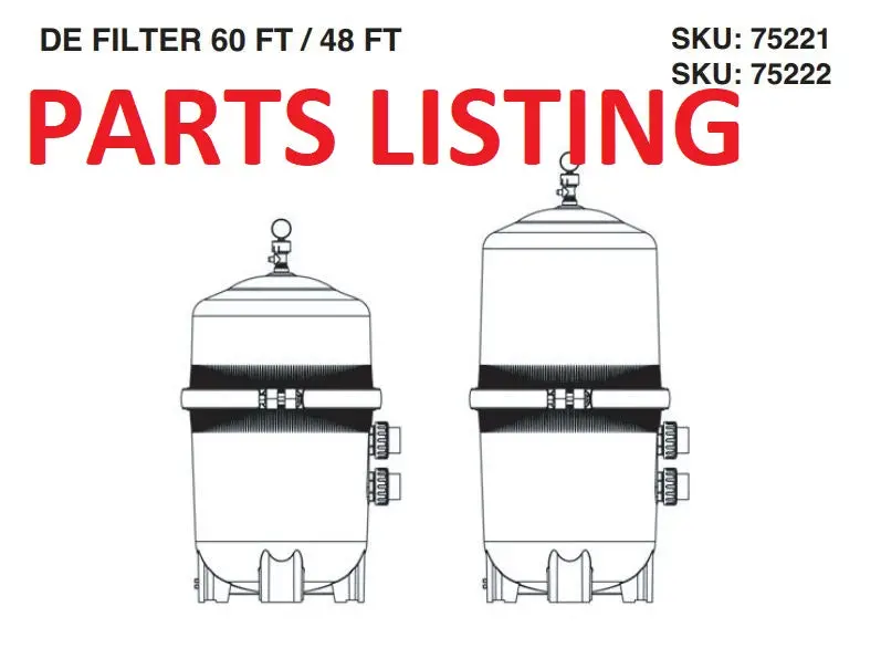 60-Foot or 48-Foot Pool Diatomaceous Earth Filter – Grey Cartridge Replacement Kit (Models 75221 / 75222)