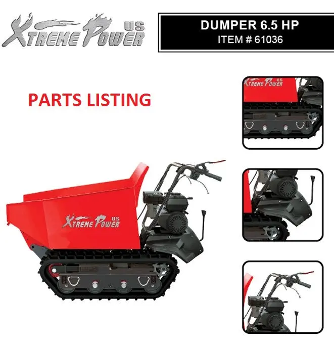 61036 Gas-Powered Dump Cart – 6.5 HP Utility Dumper by XTREMEPOWERUS Parts Manual