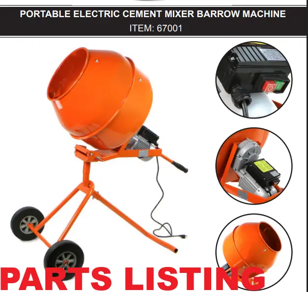 67001 5-Cubic-Foot Cement Mixer – STARK Model Spare Parts Inventory