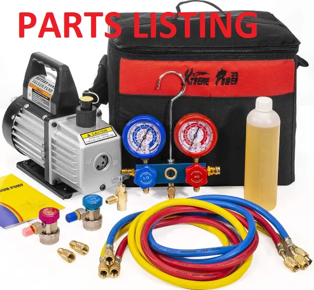 71097 Vacuum Pump Combo – 1/4 HP Motor – Component Inventory
