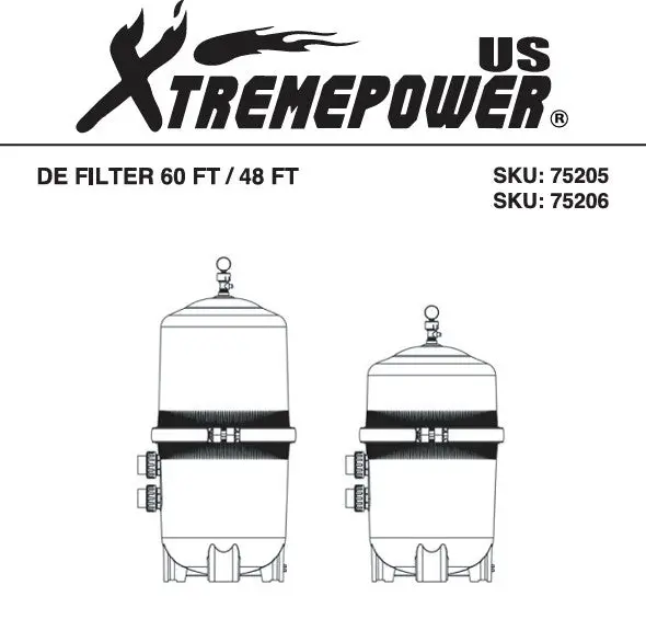 75205 (48-Foot) / 75206 (60-Foot) Diatomaceous Earth (DE) Filter – Beige Finish Parts Catalog