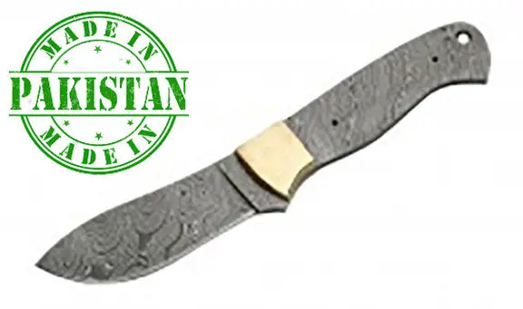 8.7-Inch Full-Tang Damascus Blade Blank – Ft. Griffin Style with Brass Bolster