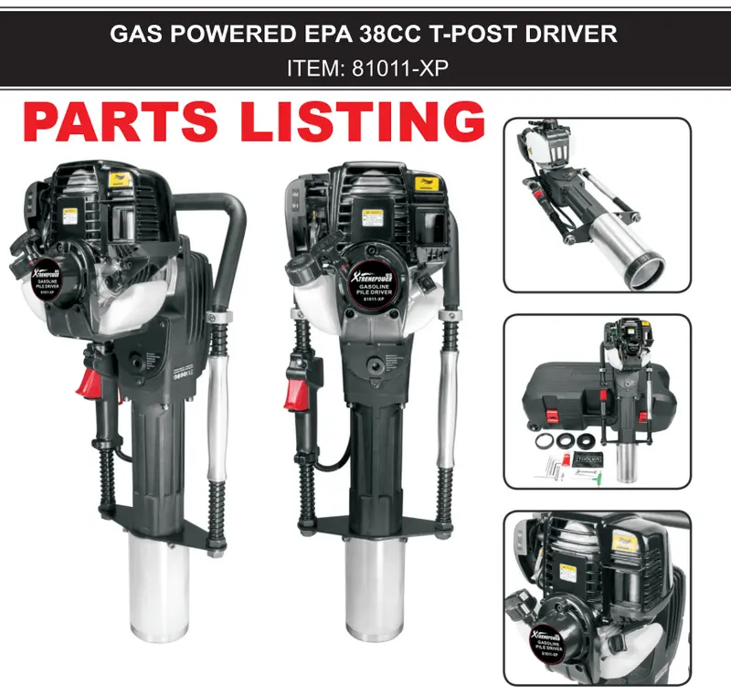 81011-XP EPA-Certified 38cc 4-Stroke Gas-Powered T-Post Driver Replacement Parts