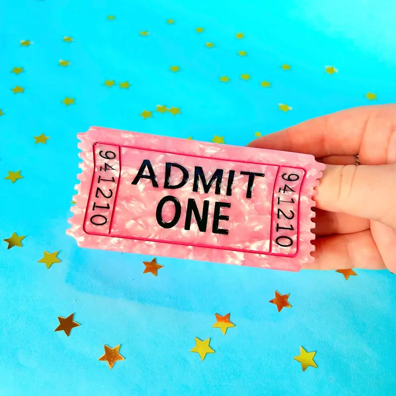 Admit One Ticket Hair Claw – Vintage Cinema-Inspired Accessory