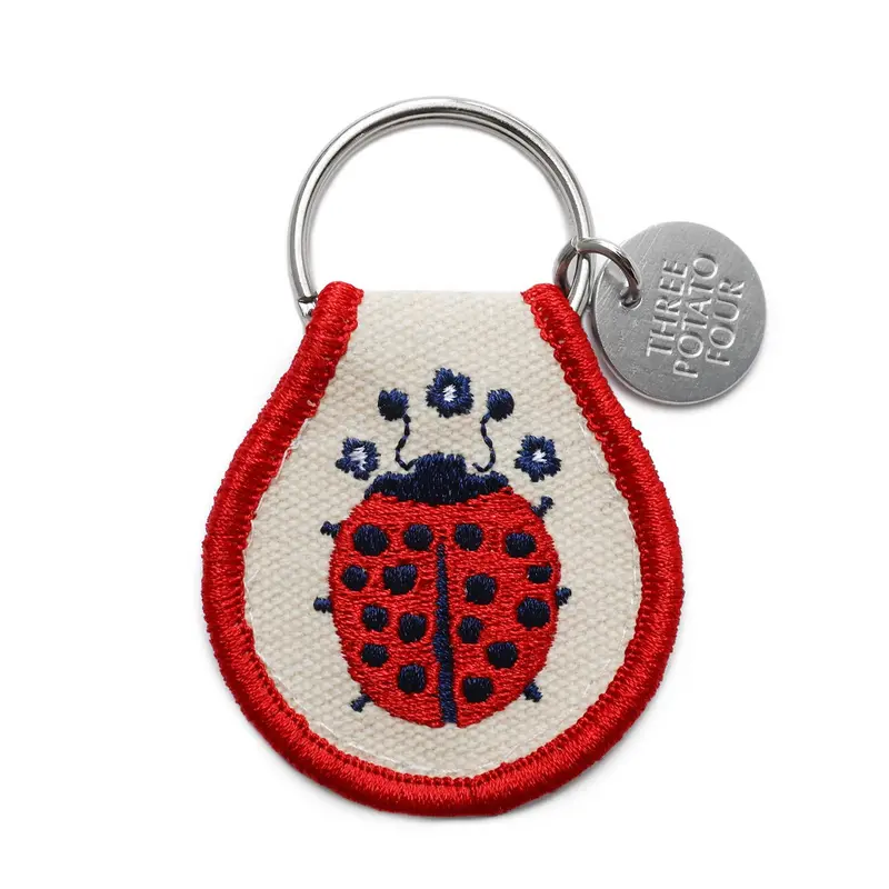 Adorable Ladybug Embroidery Keychain