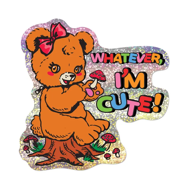 Adorably Unbothered Bear Glitter Sticker