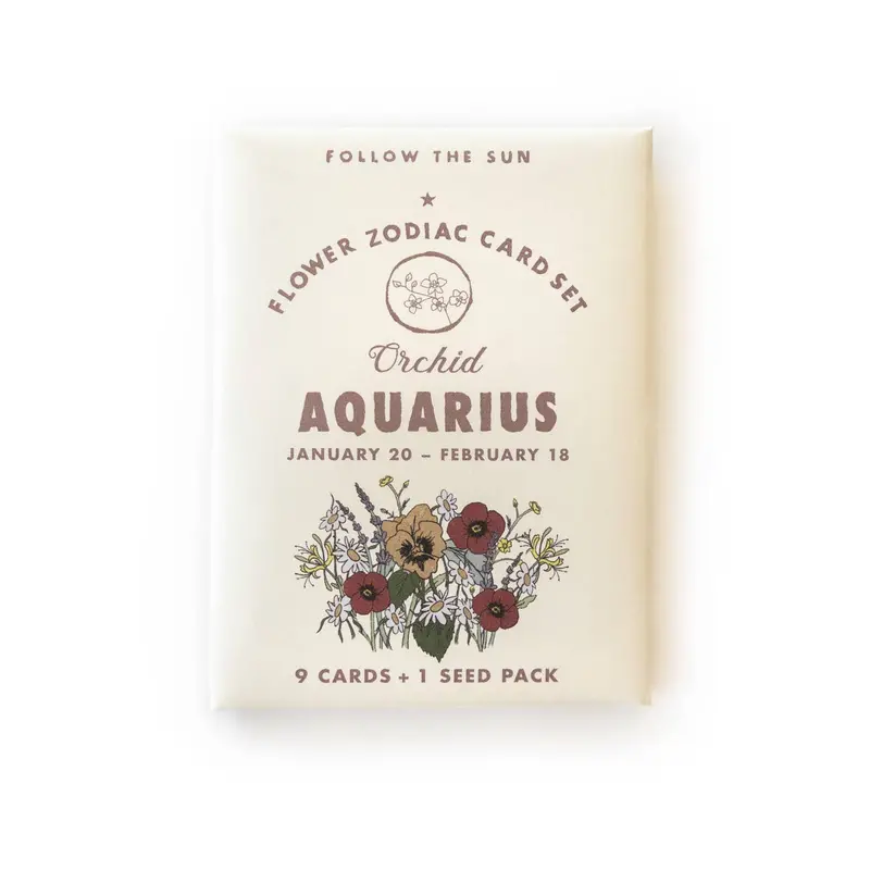 Aquarius Zodiac Flower Sticker Card Set (Jan 20–Feb 18)