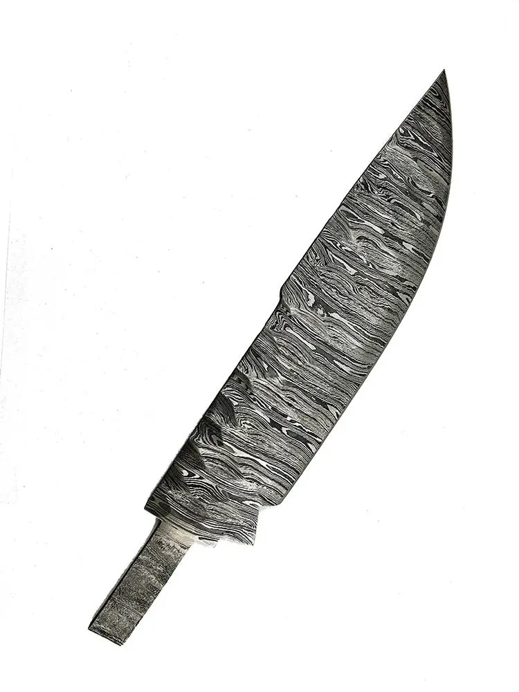 Arrowhead Textured Damascus Knife Blank – 1095/15N20 High-Carbon Full-Tang Billet for Custom Knifemaking