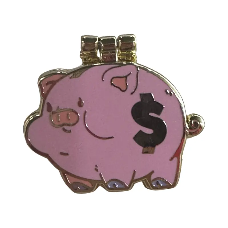Articulating Piggy Bank Enamel Pin – Playful Animated Savings-Themed Pin
