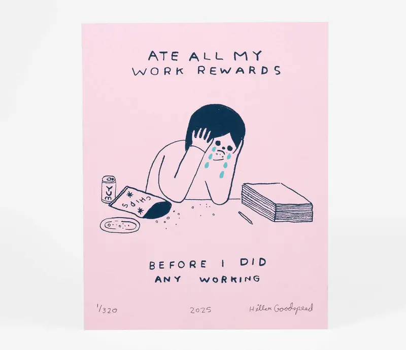 Ate All My Work Rewards Screen Print – Witty Office-Culture Art