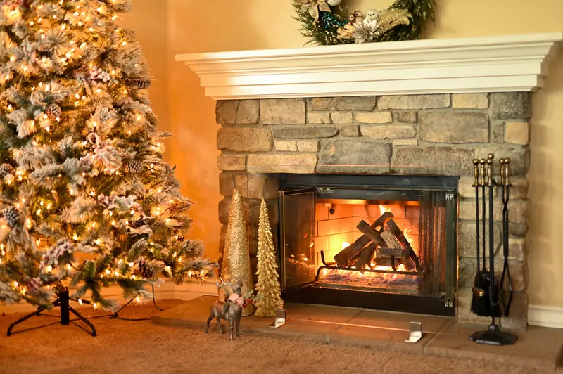 Barton Ceramic Fireplace Log Set – Realistic Flame Decorative Firepit for Indoor or Outdoor Use