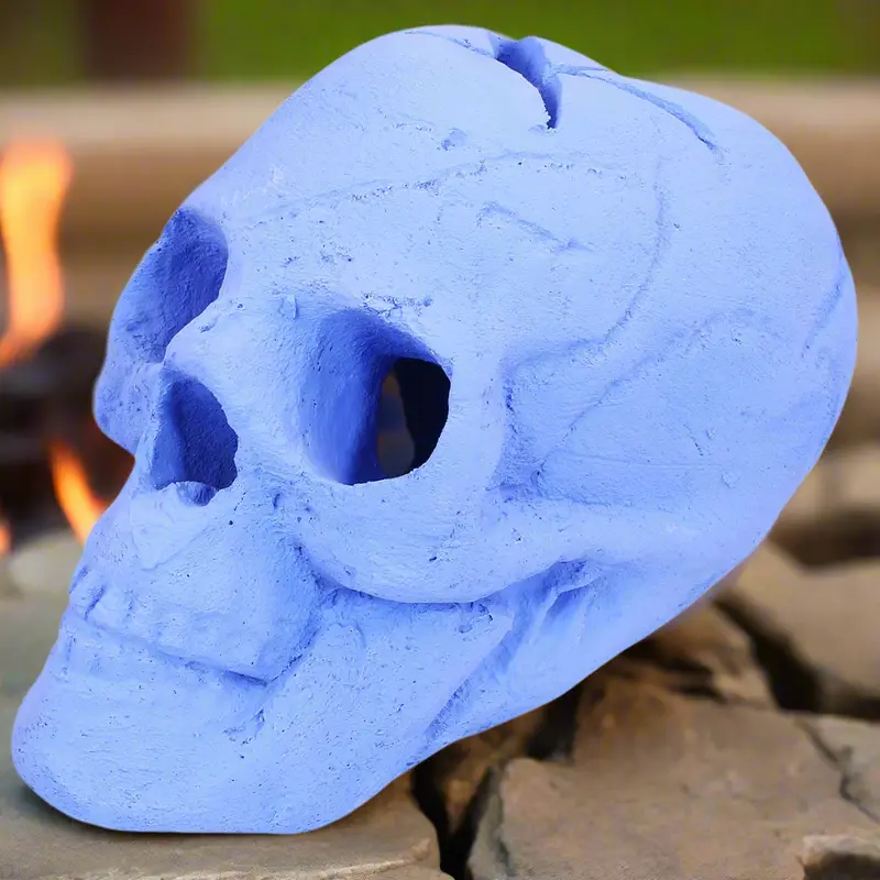 Barton Ceramic Skull-Shaped Propane Fire Pit Log Set with Realistic Flame Effect
