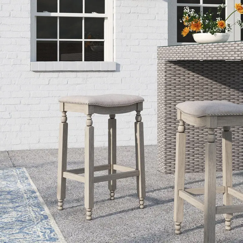 Barton Isabel Padded Counter-Height Bar Stool — Backless, Swivel Design for Indoor/Outdoor Use