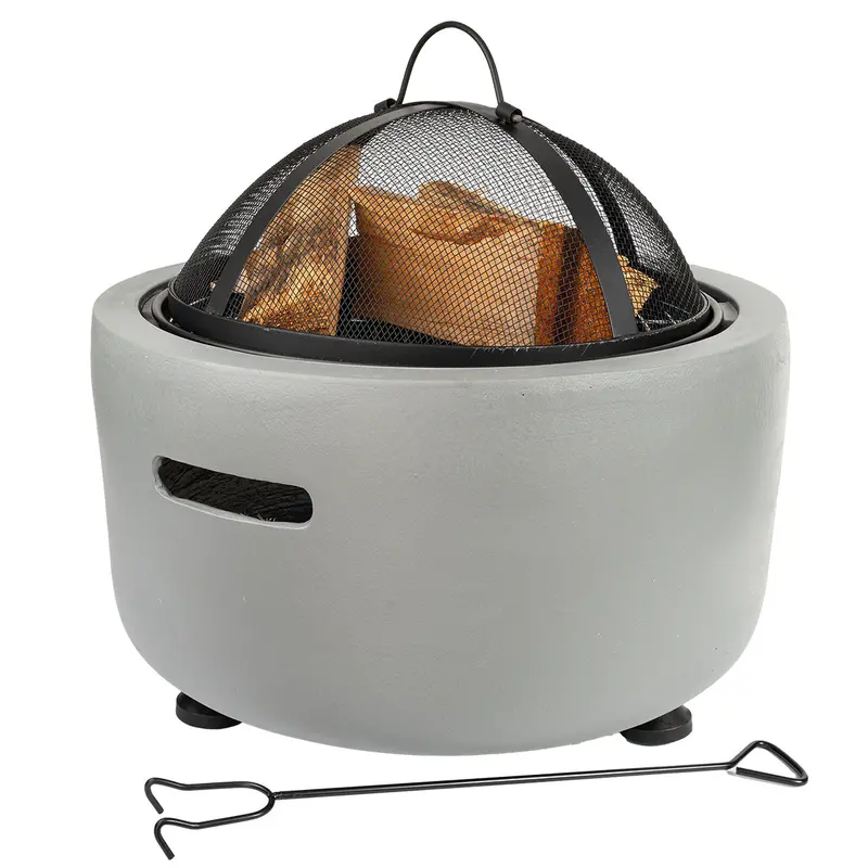 Barton MGO 18″ Round Wood & Charcoal Fire Pit with Grill Grate and Fire Bowl