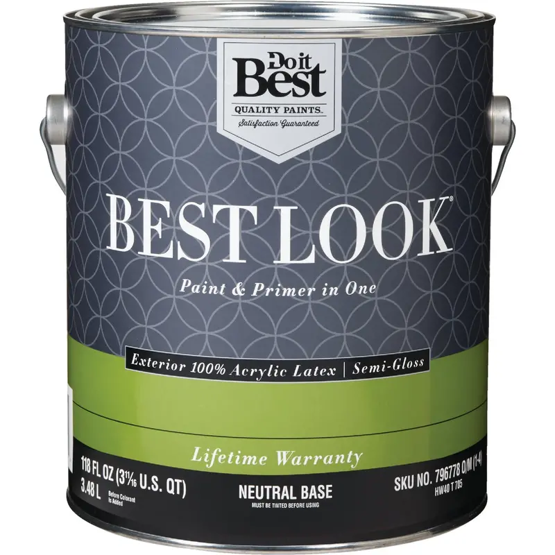 Best Look Exterior Paint & Primer In One – 100% Acrylic Latex, Semi-Gloss, Neutral Base, 1 Gallon 1