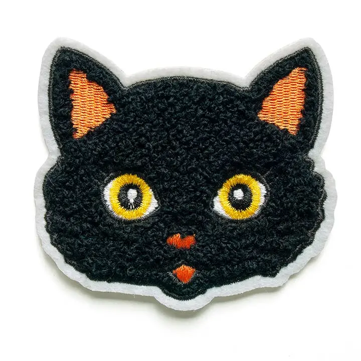 Black Cat Chenille Embroidered Appliqué Patch