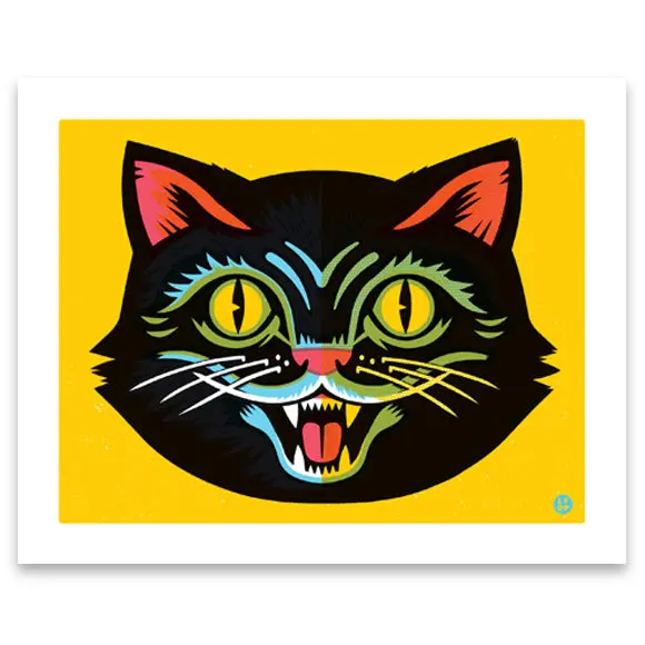 Black Cat Head Portrait Print – 8×10 Inch Minimalist Art