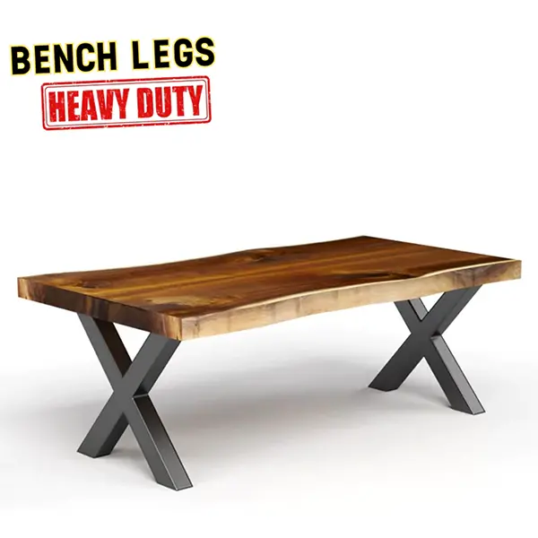 Black X-Frame Metal Bench or Coffee Table Legs – 15.7″ Height × 14″ Width, 500 LB Weight Rating