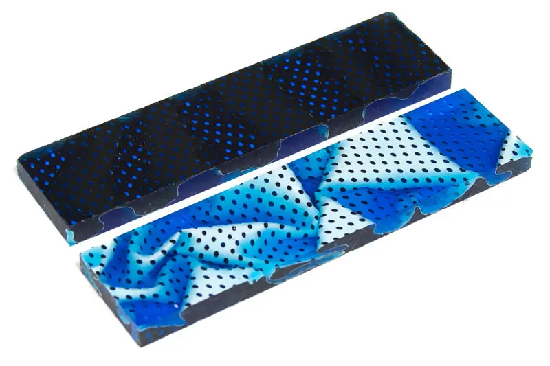 Blue Topaz Water Mesh Knife Handle Scales – 0.35″ Thick × 1.5″ × 5″ (Pair)