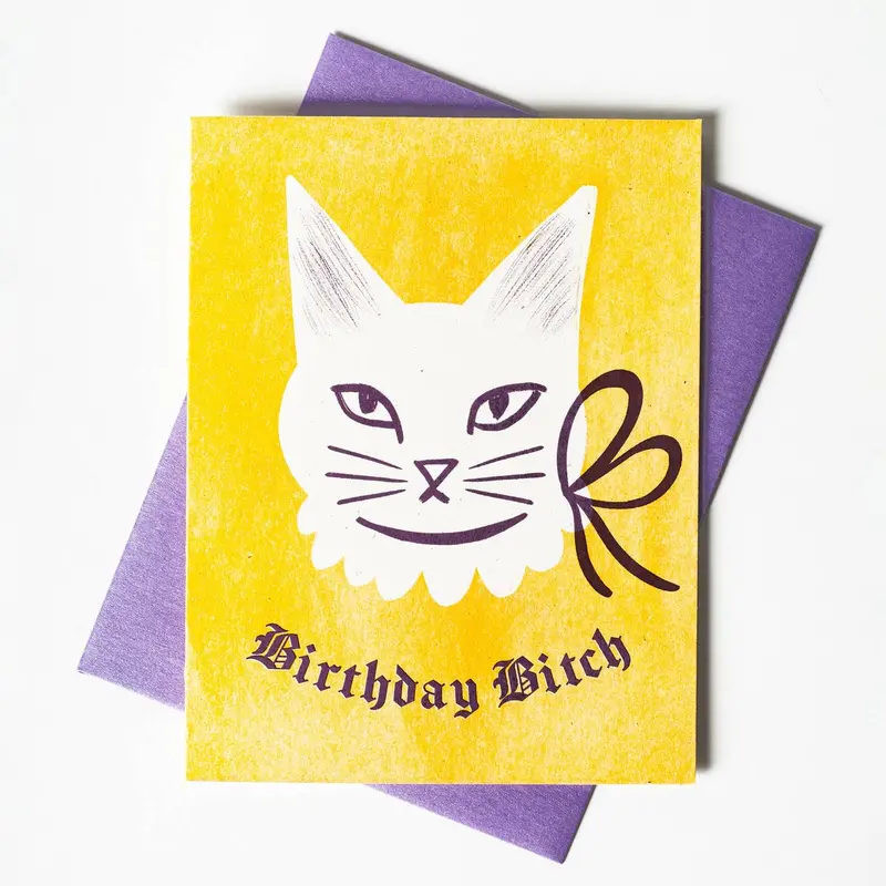 Bold ‘Birthday Bitch’ Risograph Celebration Card