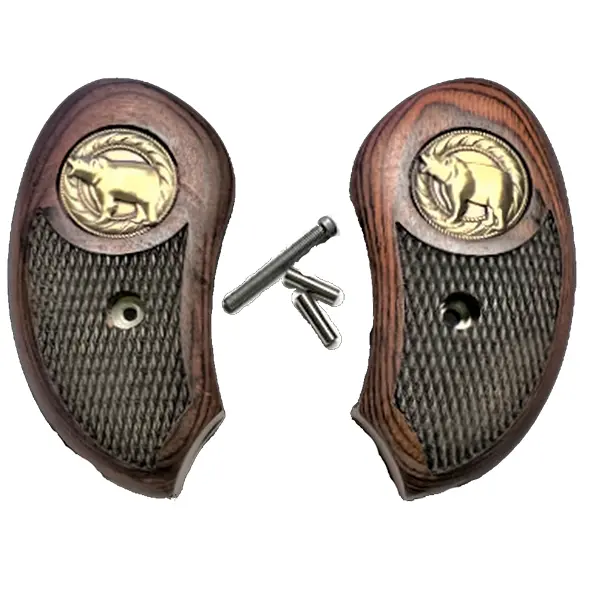 Bond Arms Derringer XL Grips – Laminated Rosewood with Bronze Bear Medallion