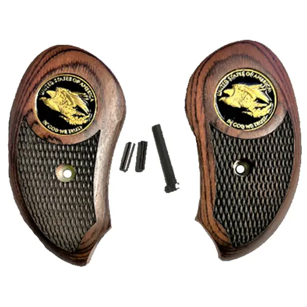 Bond Arms Derringer XL Grips – Laminated Rosewood with ‘In God We Trust’ Gold Eagle Medallion